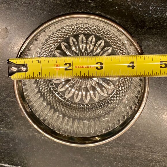 Vintage Cut Glass Bowl Sterling Silver Plated Rim c1920 FB England Rogers - Picture 3 of 7